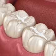 Dental fillings in a dental office setting.