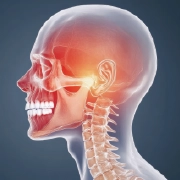 Patient receiving TMJ treatment with a dental appliance.