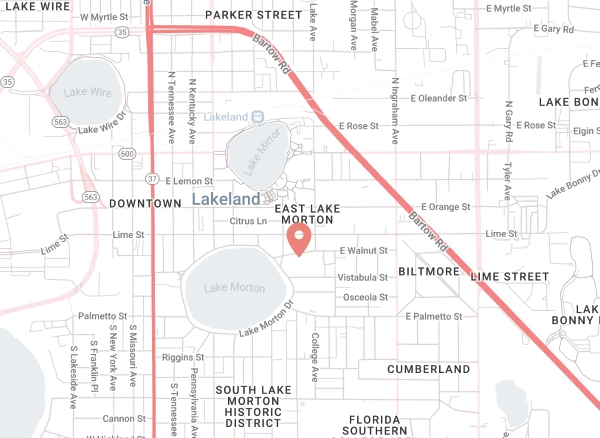 Map showing the location of Smile by Dr. John Paul in Lakeland, FL.